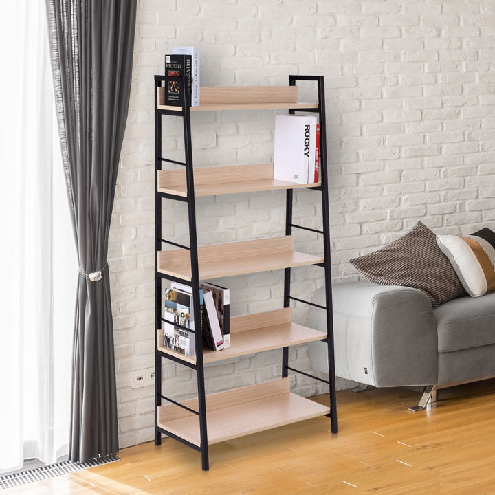 HOMCOM Wood Bookcase 5-Tier Wide Bookshelf Shelving Storage Furniture - MAEZTOZO