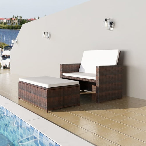 2 Piece Garden Lounge Set with Cushions Poly Rattan Gray - MAEZTOZO