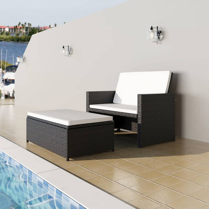 2 Piece Garden Lounge Set with Cushions Poly Rattan Gray - MAEZTOZO