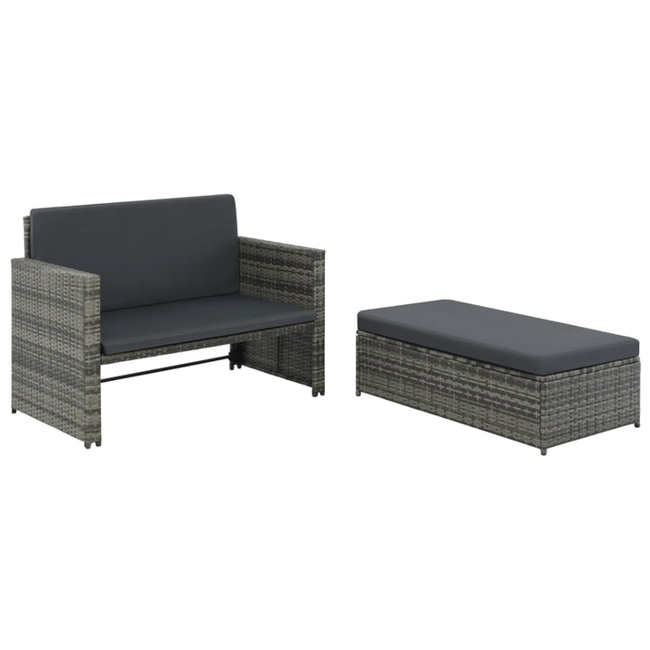 2 Piece Garden Lounge Set with Cushions Poly Rattan Gray - MAEZTOZO