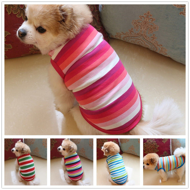 Pet Dog Clothing Cotton Stripe Vest Puppy Cotton - MAEZTOZO