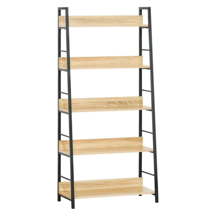 HOMCOM Wood Bookcase 5-Tier Wide Bookshelf Shelving Storage Furniture - MAEZTOZO