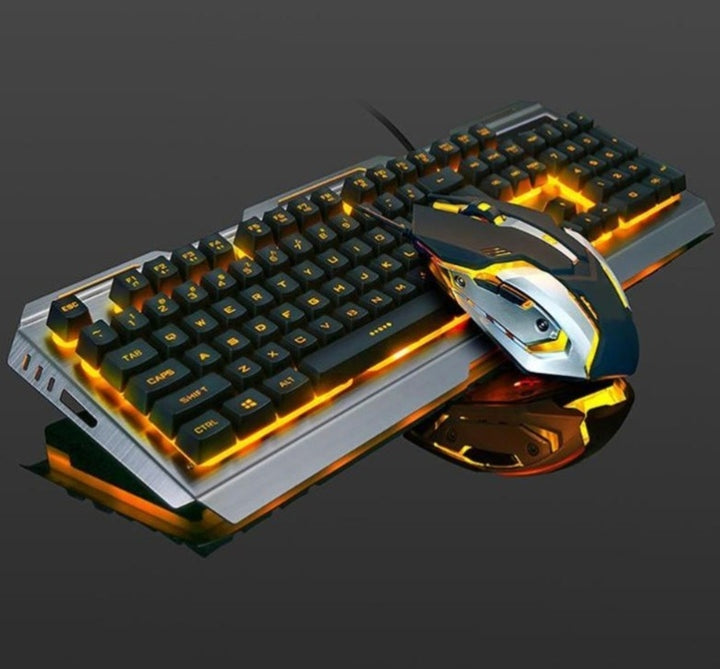 Ninja Dragons Tungsten Gold Metal Frame Gaming Keyboard and Mouse Set - MAEZTOZO