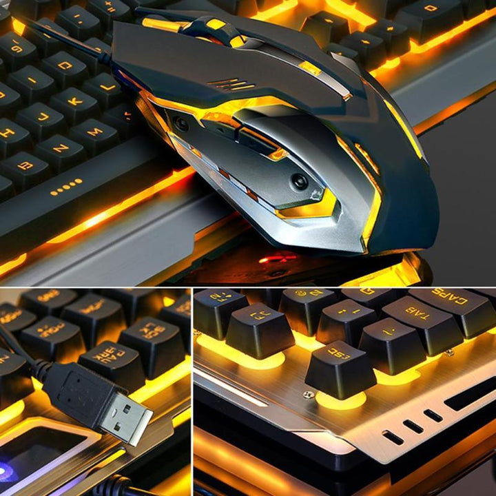 Ninja Dragons Tungsten Gold Metal Frame Gaming Keyboard and Mouse Set - MAEZTOZO