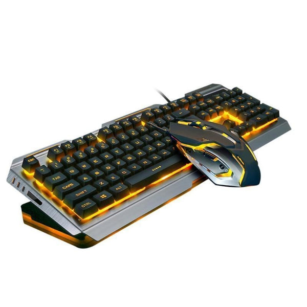 Ninja Dragons Tungsten Gold Metal Frame Gaming Keyboard and Mouse Set - MAEZTOZO