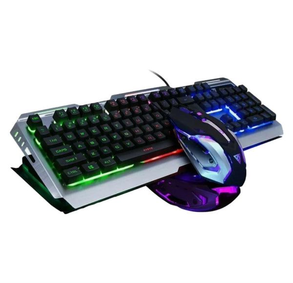 Ninja Dragon Metallic Silver Mechanical Gaming Keyboard and Mouse Set - MAEZTOZO