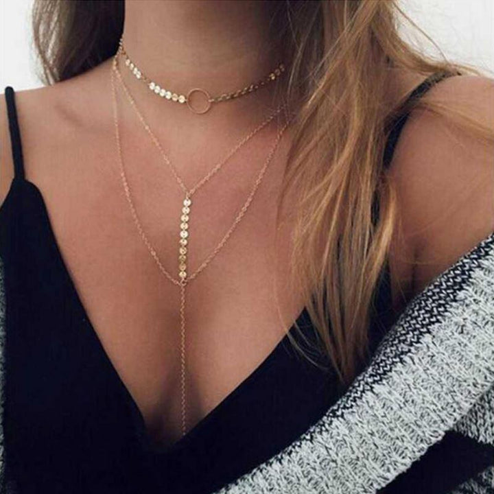 Three Layer Lariat Choker Necklace - MAEZTOZO